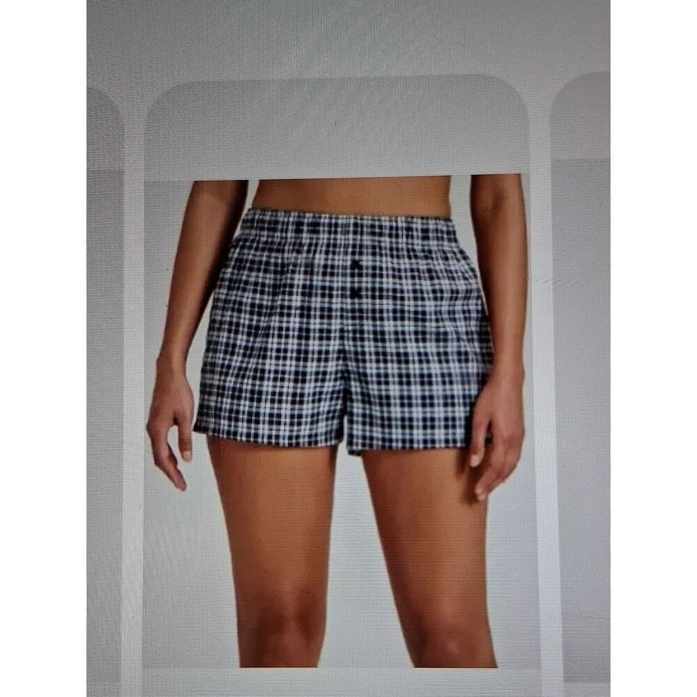 Wild Fable Womens Navy Plaid Boxer Pajama Shorts 2X New